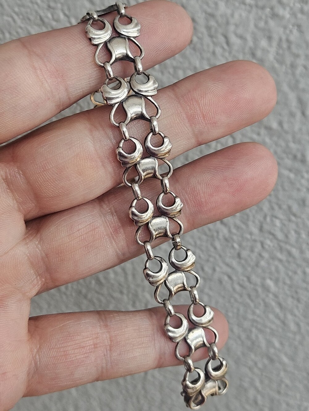 Vintage Rare Georg Jensen No 79 Modernist Abstract Sterling Silver Bracelet 8"